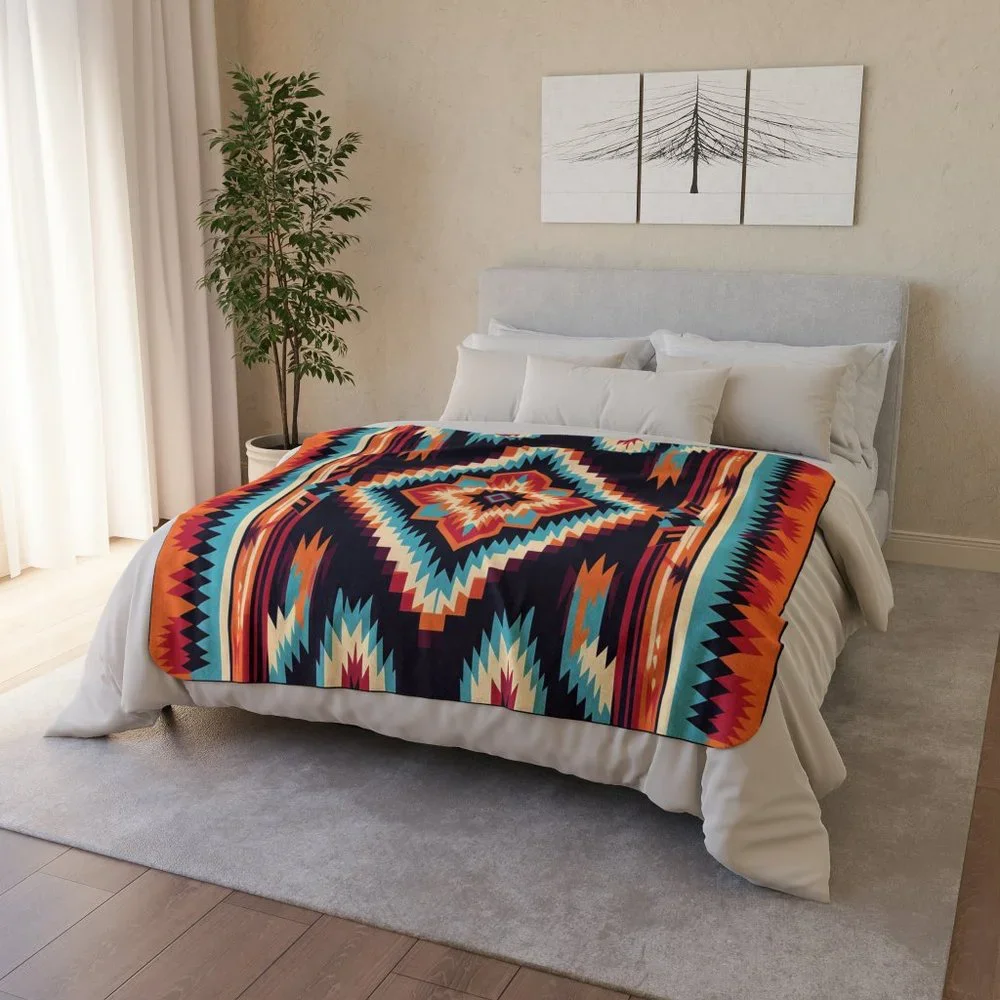 ✨ Ultra-Soft Native Sherpa Blanket | Southwestern Fleece Throw